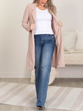 Timing Large Taupe Belted Women's Trench Coat - Classic Longline Jacket NWOT